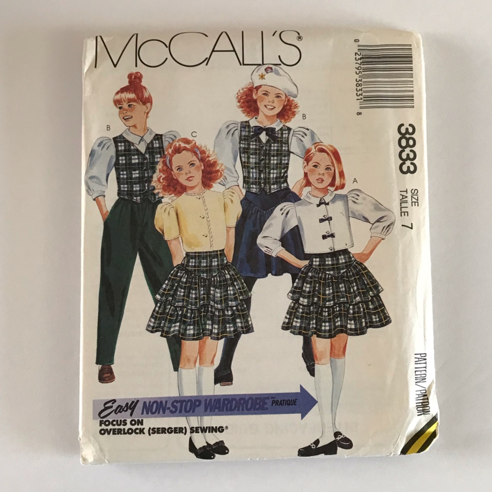 🧵3for12🧵 VTG McCall’s Pattern 3833 Child’s Blouse Vest Skirt Pants